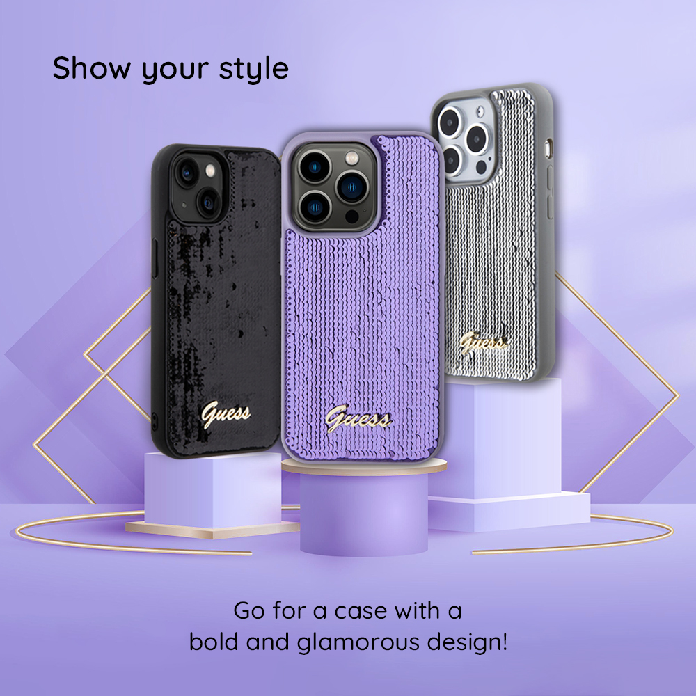 Husa pentru Apple iPhone 15, Guess, Rhinestone Metal Logo, Galbena - Protectie la zi cu zi