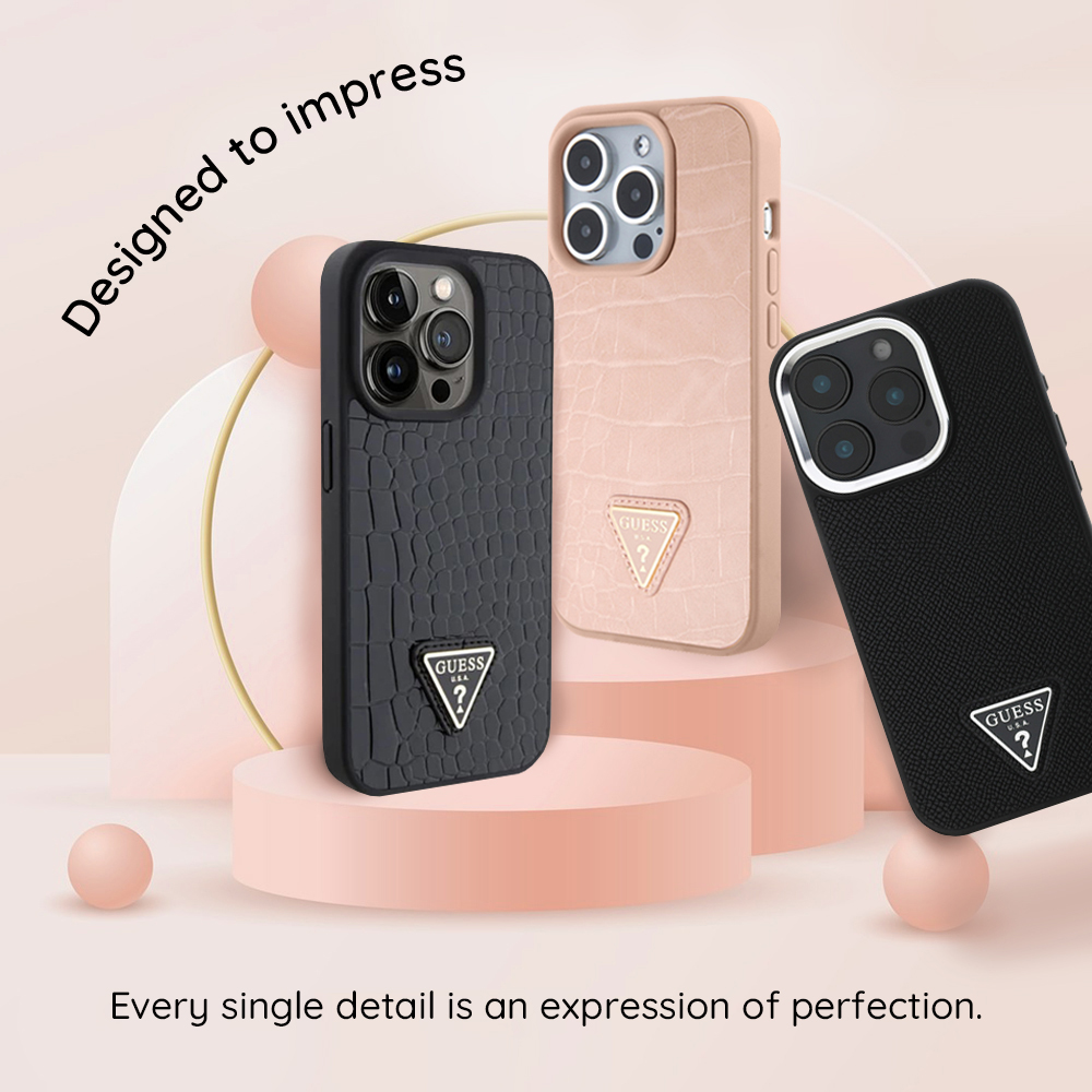 Husa pentru Apple iPhone 15, Guess, Rhinestone Metal Logo, Galbena - Potrivire pe iPhone 15