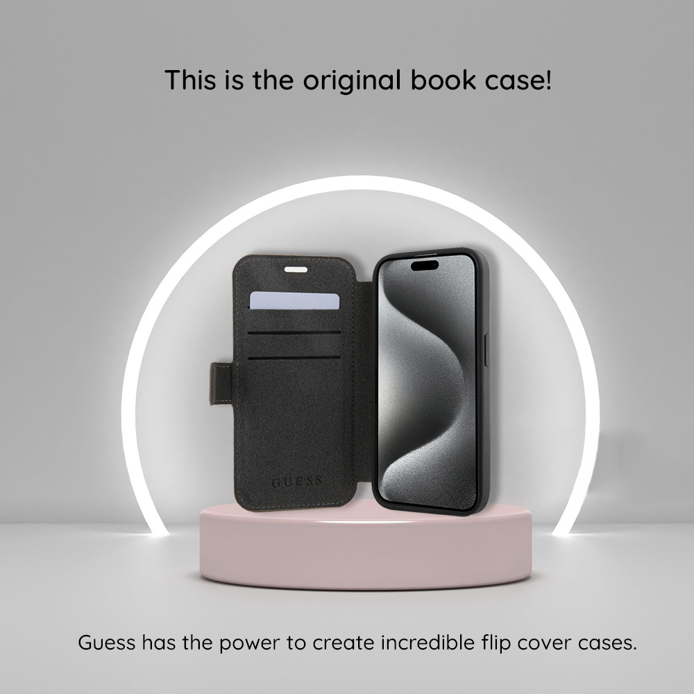 Husa pentru Apple iPhone 16 Pro Max, Guess, 4G Book, Roz - Design tip carte