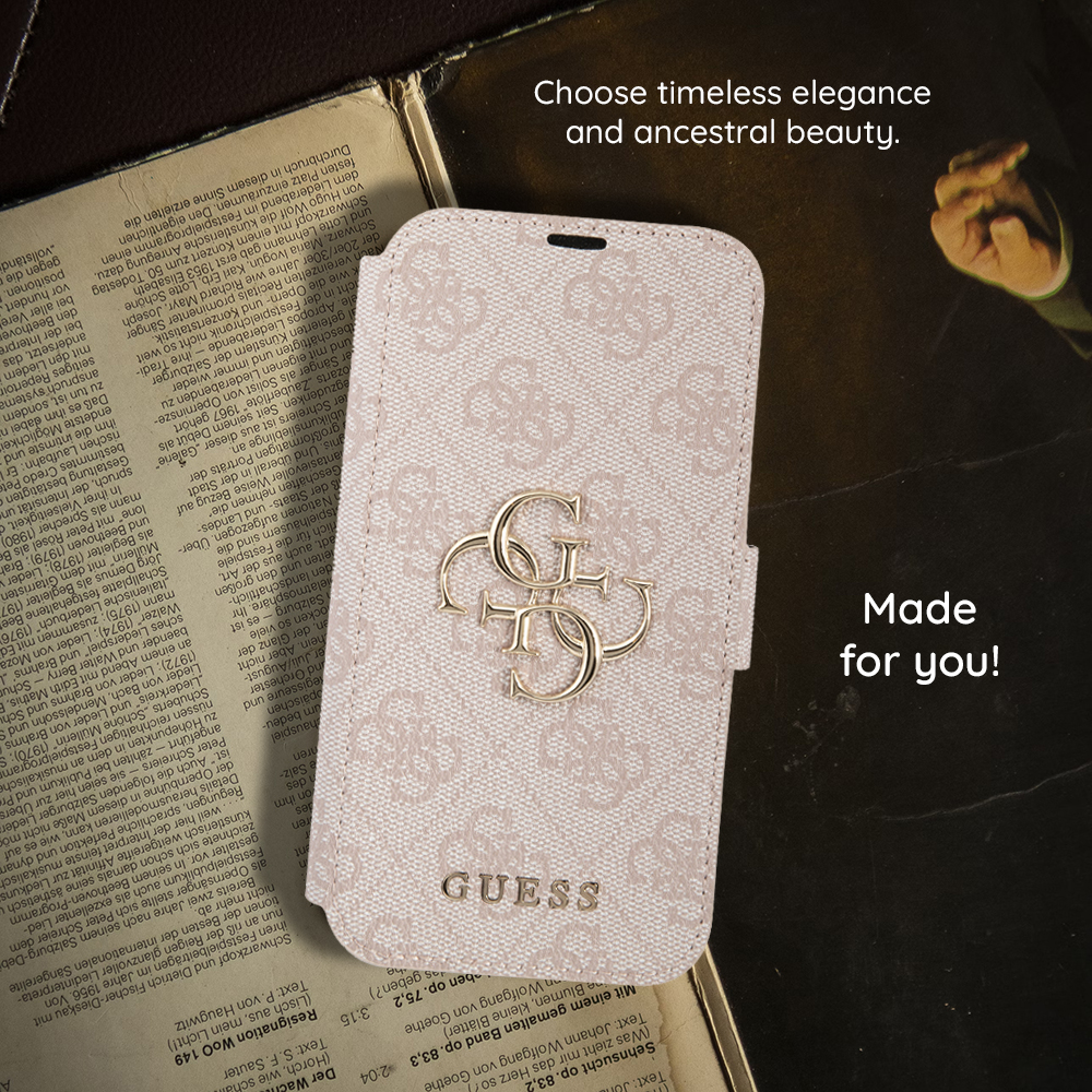 Husa pentru Apple iPhone 16 Pro Max, Guess, 4G Book, Roz - Confort la utilizare