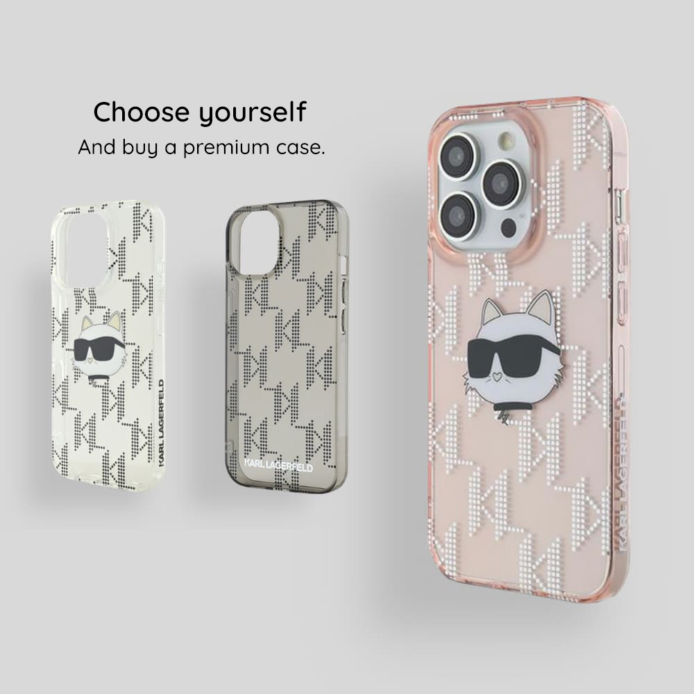 Husa pentru Apple iPhone 18 Pro / 17 Pro, Karl Lagerfeld, IML Rhinestones and Electroplated Logo, Neagra - Ce protectie primesti si ce nu