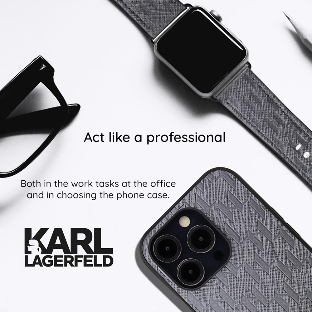 Husa pentru Apple iPhone 18 Pro / 17 Pro, Karl Lagerfeld, Saffiano with Karl & Choupette Head's Pin and Logo, Neagra - Caracteristici