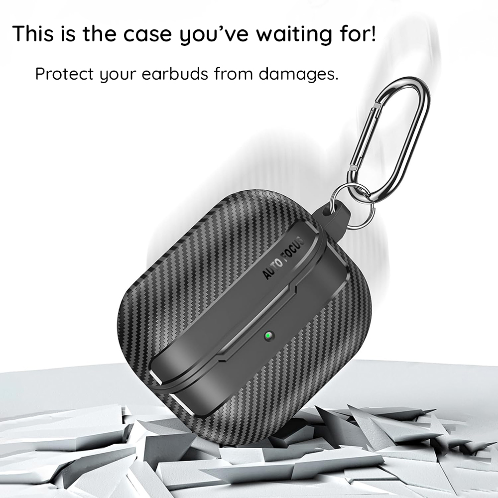Husa Techsuit CarbonFiber pentru Apple AirPods Pro 3, Neagra - Rezistenta fara compromisuri