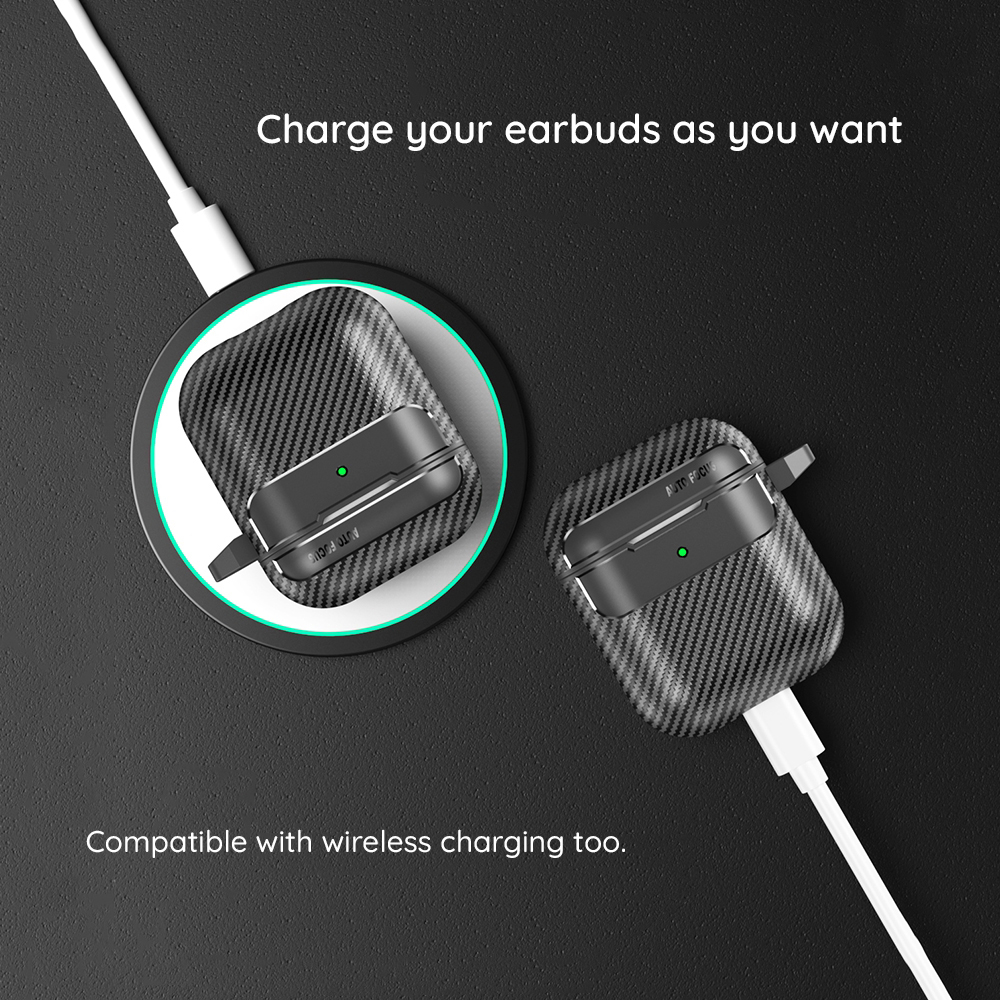 Husa Techsuit CarbonFiber pentru Apple AirPods Pro 3, Neagra - Design functional si practic
