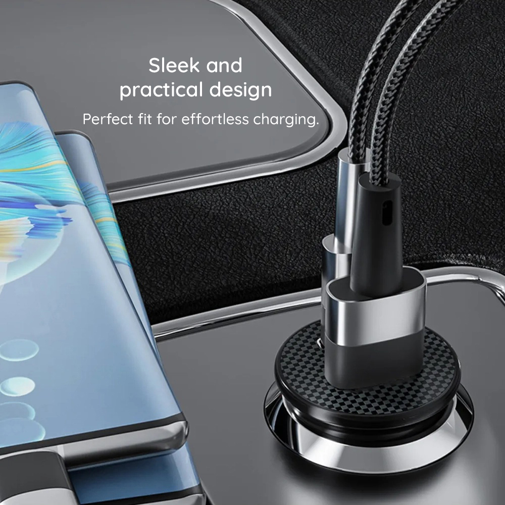 Incarcator Auto Techsuit C4 MiniFuseX, 20W, 3A, 1 x USB-A - 1 x USB-C, Negru - 20W cu incarcare rapida pentru telefon