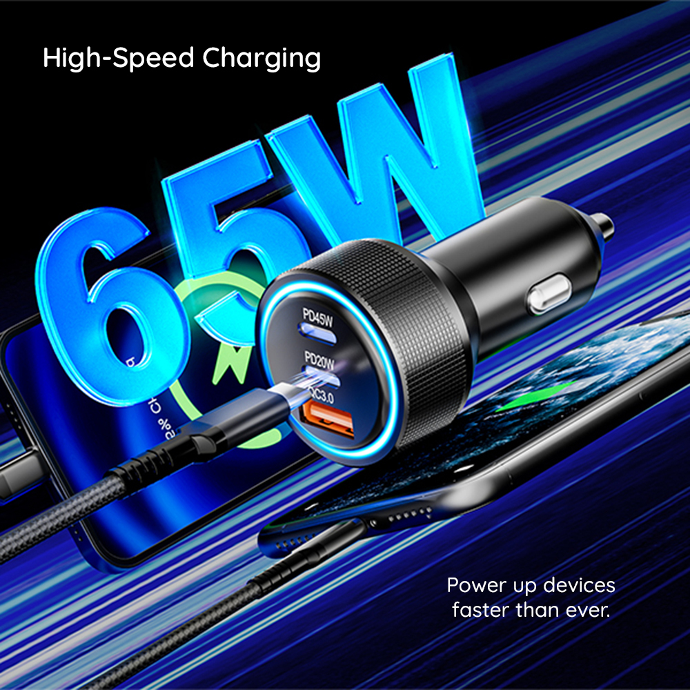 Incarcator Auto Techsuit C6 DriveBoost, 60W, 3A, 1 x USB-A - 2 x USB-C, Argintiu - 60W pentru trei dispozitive fara sacrificii