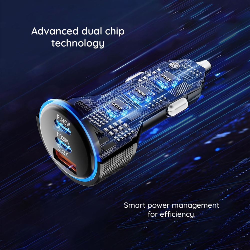 Incarcator Auto Techsuit C6 DriveBoost, 60W, 3A, 1 x USB-A - 2 x USB-C, Argintiu - Argintiu cu prezenta, tehnica fara cusur