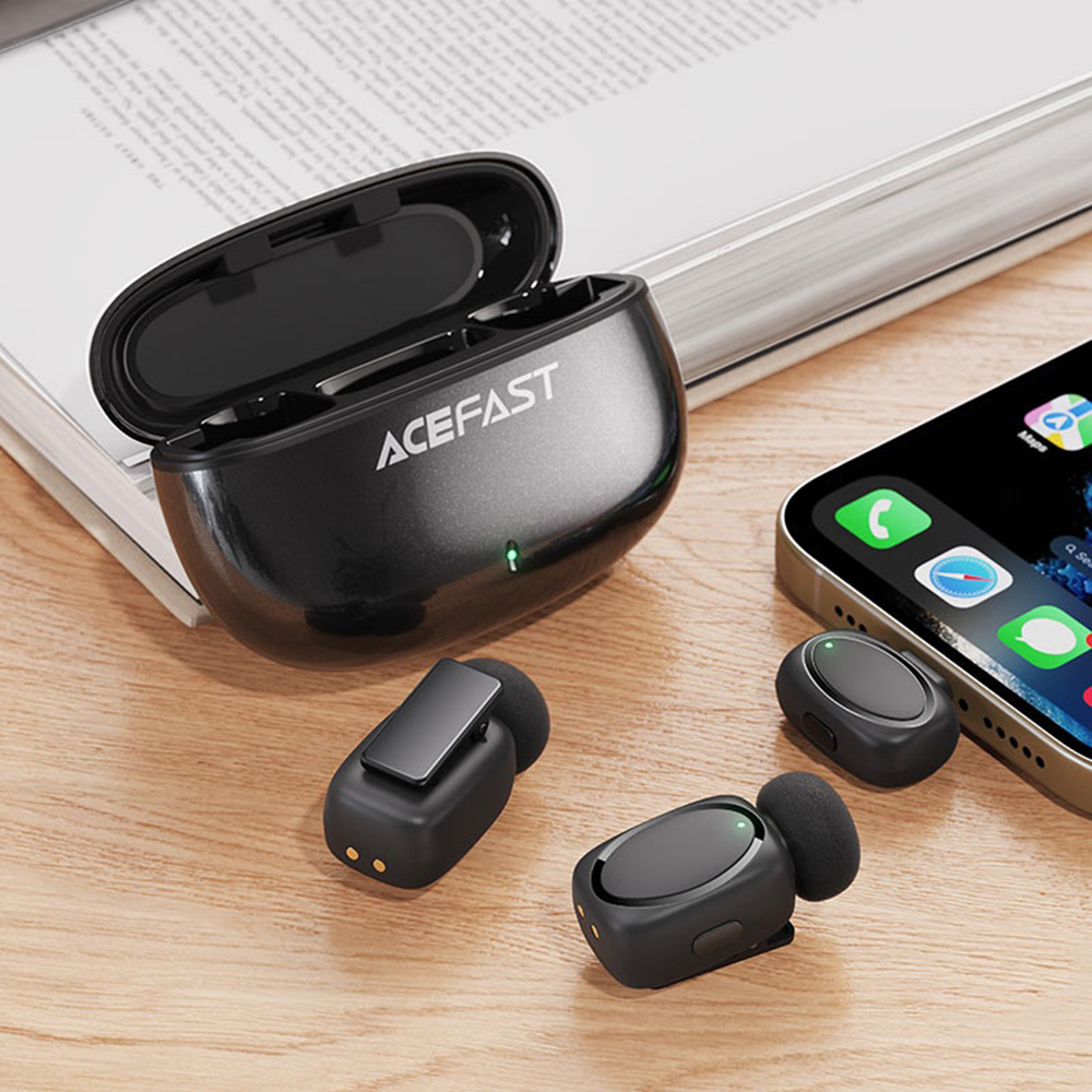 Lavaliera Acefast R2, USB-C, Set 2 bucati, Neagra - Filmarea in doi