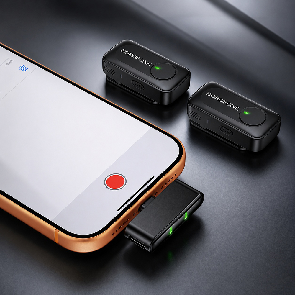 Lavaliera Borofone BFK17 Lemai, USB-C, Set 2 bucati, Neagra - Reducerea zgomotului ENC