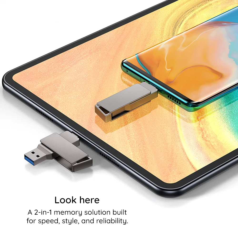 Memorie Externa USB-A 3.0 / USB-C Techsuit THSM20, 64Gb - Doua mufe, un stick
